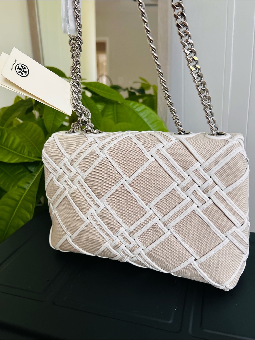 Tory Burch Kira Woven Canvas Convertible Shoulder Crossbody Bag. NWT $699 - Picture 4 of 12